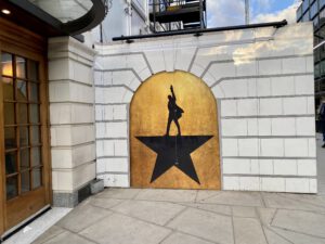 Hamilton star logo outside the Victoria Palace Theatre in London