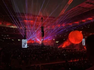 The Weeknd performing at Wembley Stadium during the After Hours Til Dawn Tour