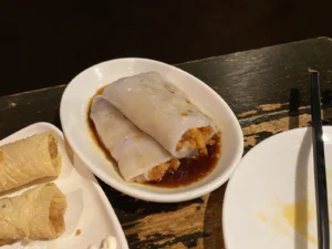 Cheung fun rice rolls with sauce at Leong’s Legend in Chinatown