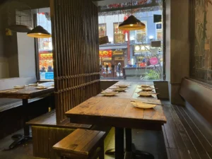 Colourful interior of Leong’s Legend restaurant in London’s Chinatown.