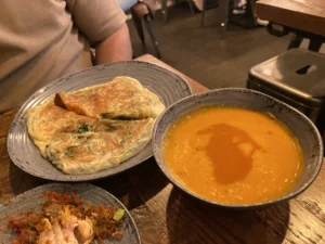 Roti canai and Malaysian dishes at Roti King Euston