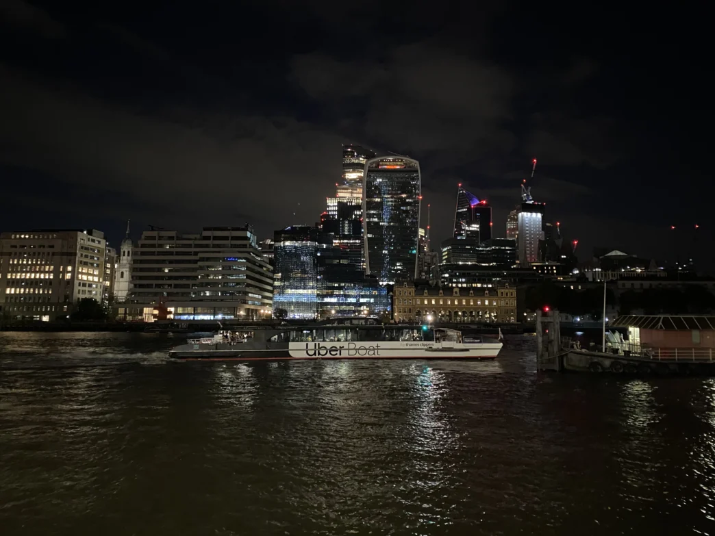 City of Londonskyline at night from London Bridge