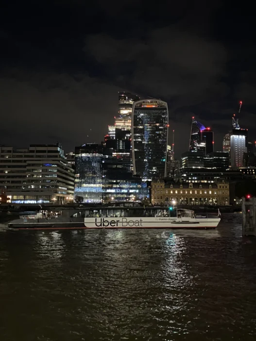 City of Londonskyline at night from London Bridge