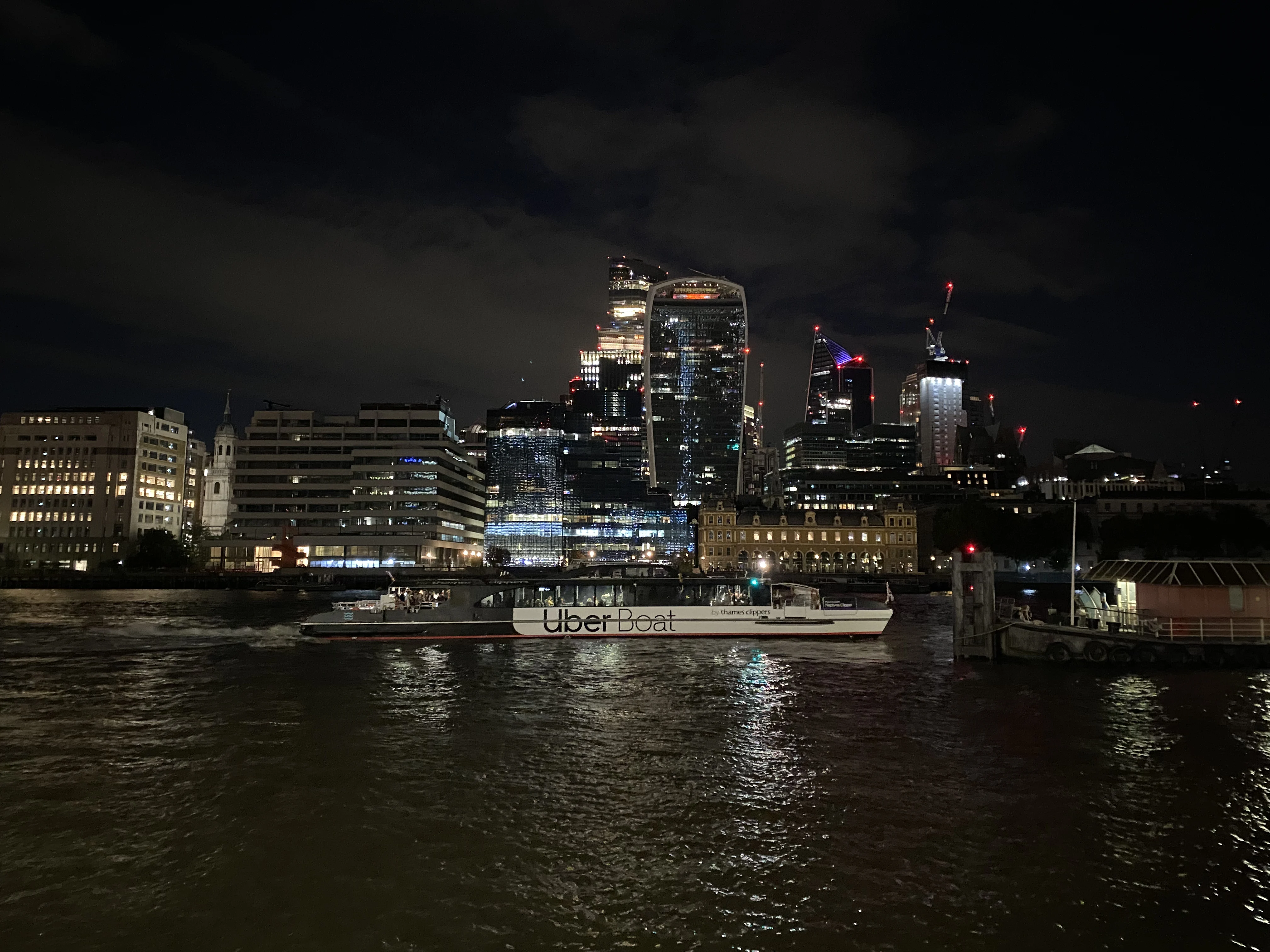 City of Londonskyline at night from London Bridge
