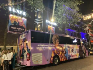 Hairspray musical bus outside Oude Luxor Theater Rotterdam