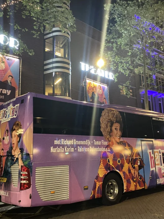 Hairspray musical bus outside Oude Luxor Theater Rotterdam