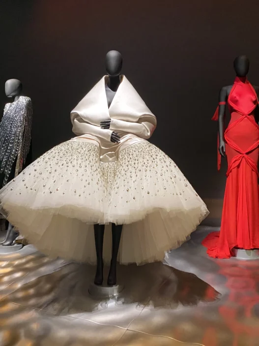 Schiaparelli fashion designs at the Fashion Becomes Art exhibition at the V&A