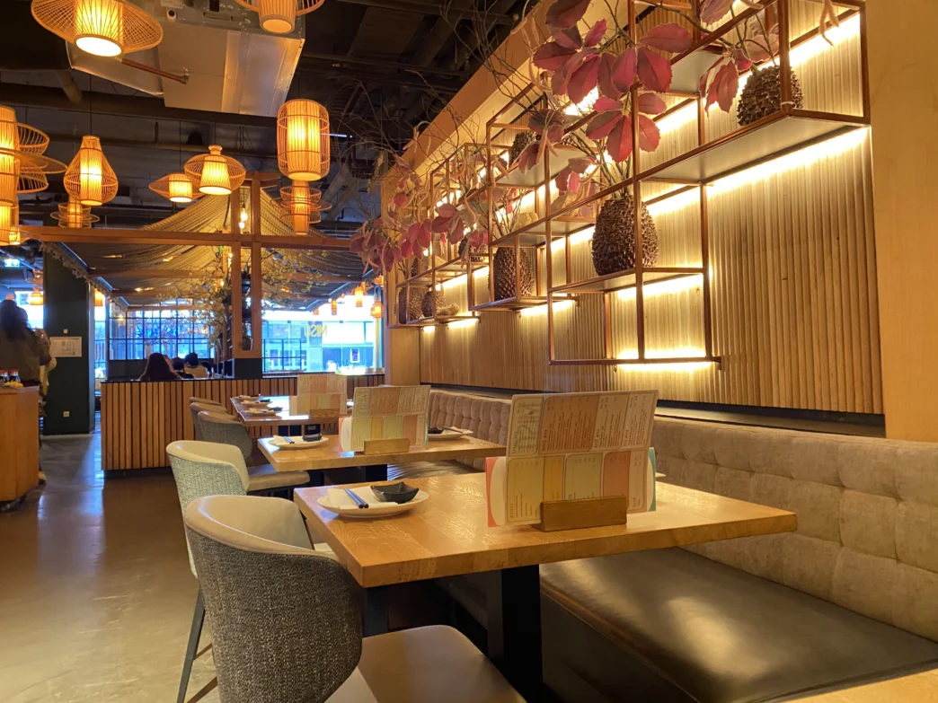 Modern dining area inside Miso Sushi Rotterdam Plaza