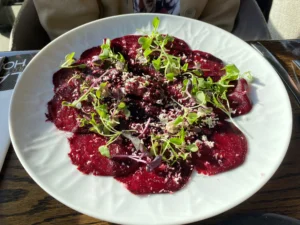 Beef carpaccio starter at Lake House Rotterdam